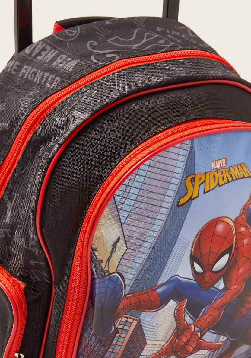 First Kid Spiderman Print Trolley Bag with Retractable Handle - 16 inches-Trolleys-image-2