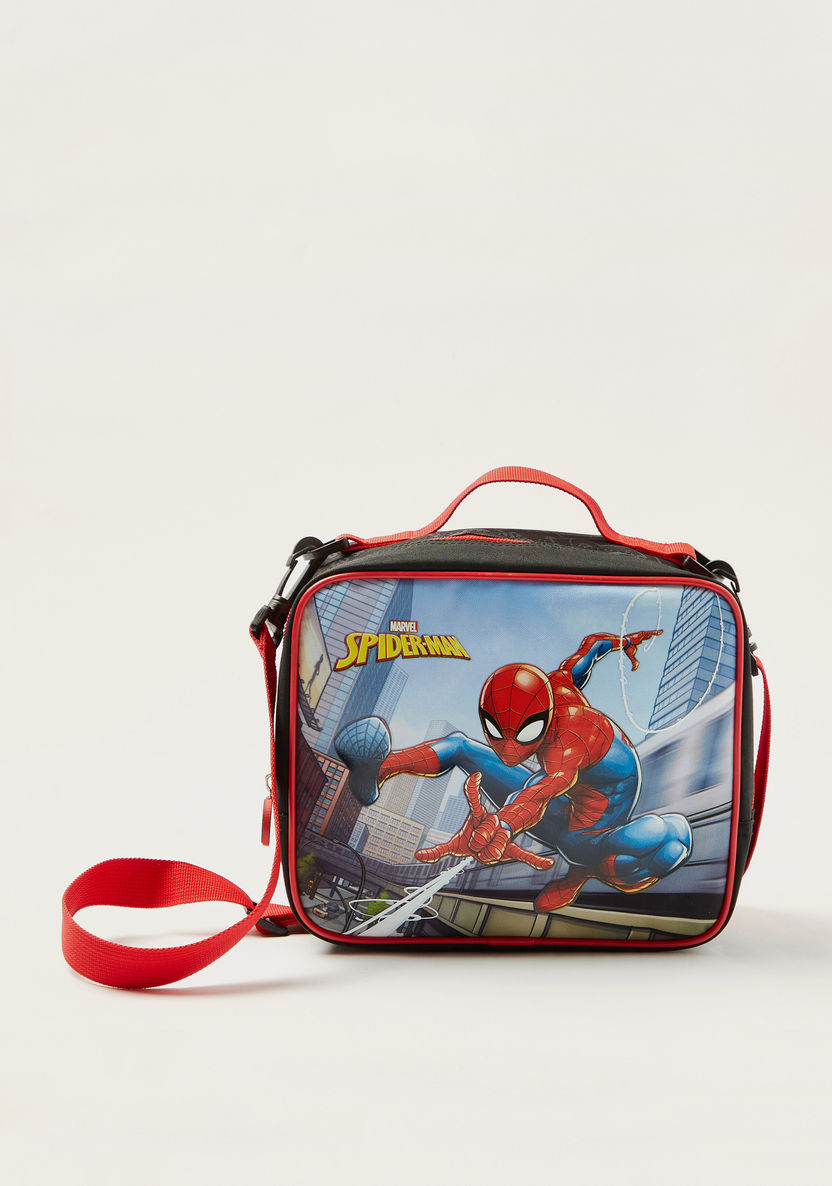 First Kid Spider-Man Print Lunch Bag with Detachable Strap and Zip Closure-Lunch Bags-image-0