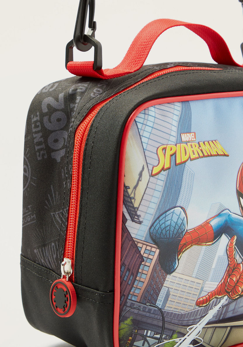 First Kid Spider-Man Print Lunch Bag with Detachable Strap and Zip Closure-Lunch Bags-image-2