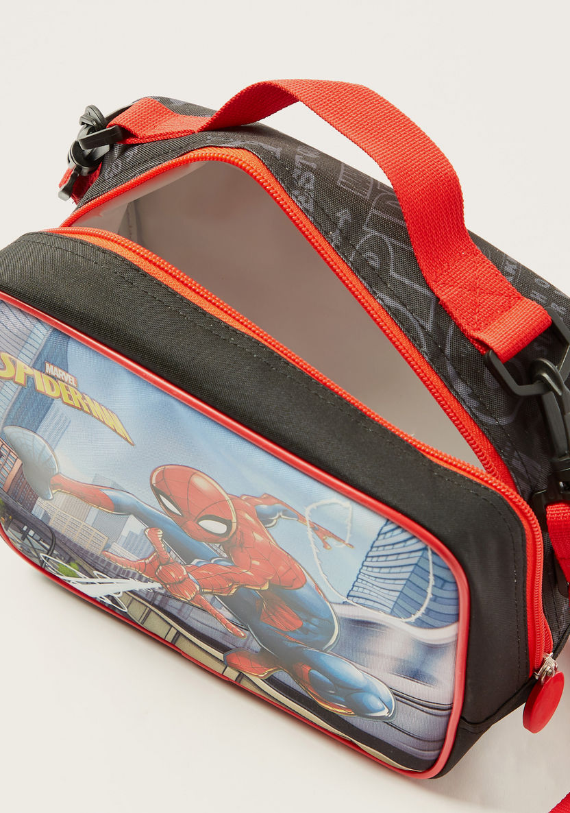 First Kid Spider-Man Print Lunch Bag with Detachable Strap and Zip Closure-Lunch Bags-image-4