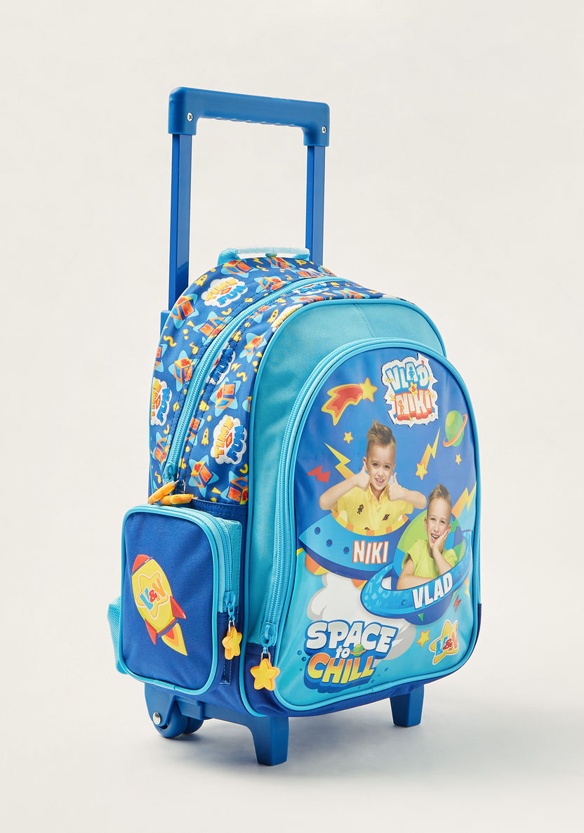Vlad & Nikki Printed 16-inch Trolley Backpack with Zip Closure-Trolleys-image-1