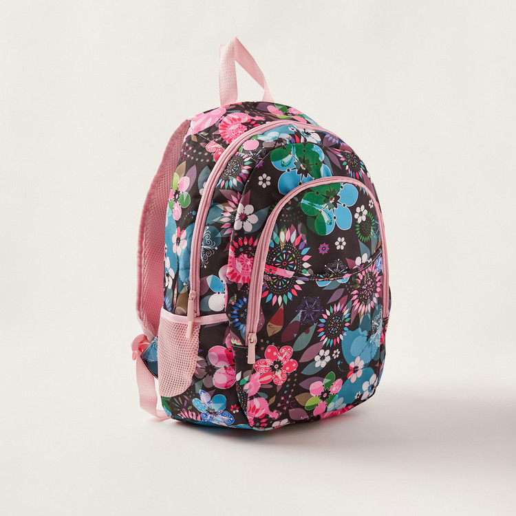 Juniors Floral Print Backpack with Laptop Sleeve and USB Port - 18 inches