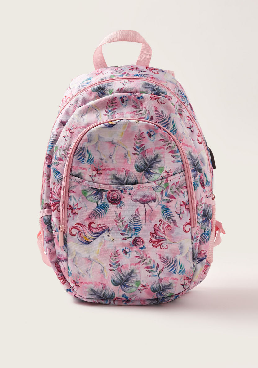 Juniors Abstract Print 18-inch Backpack with Zip Closure and Pencil Case-Backpacks-image-0