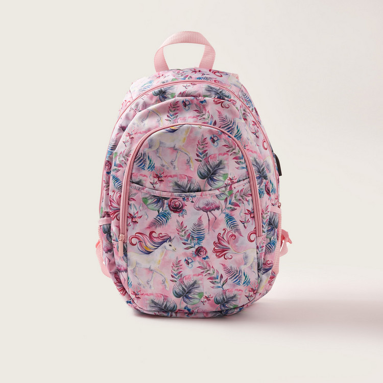 Juniors Abstract Print 18-inch Backpack with Zip Closure and Pencil Case