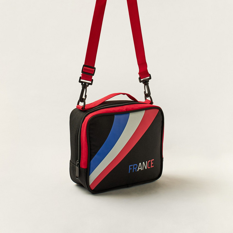 First Kid Striped Lunch Bag with Adjustable Strap and Zip Closure
