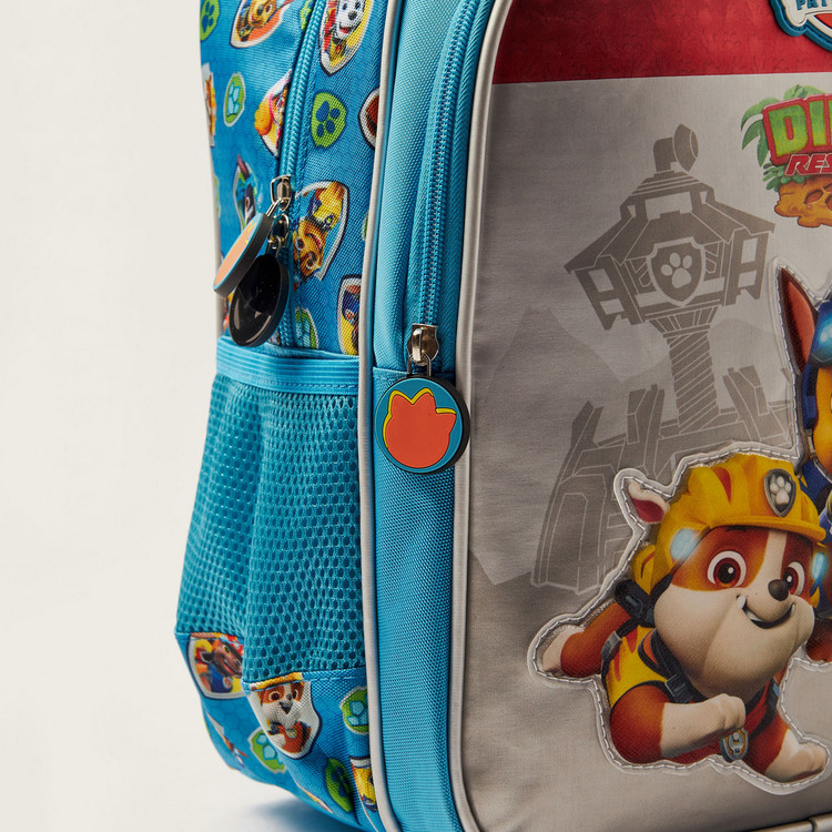 First Kid Paw Patrol Print Backpack with Adjustable Strap and Zip Closure