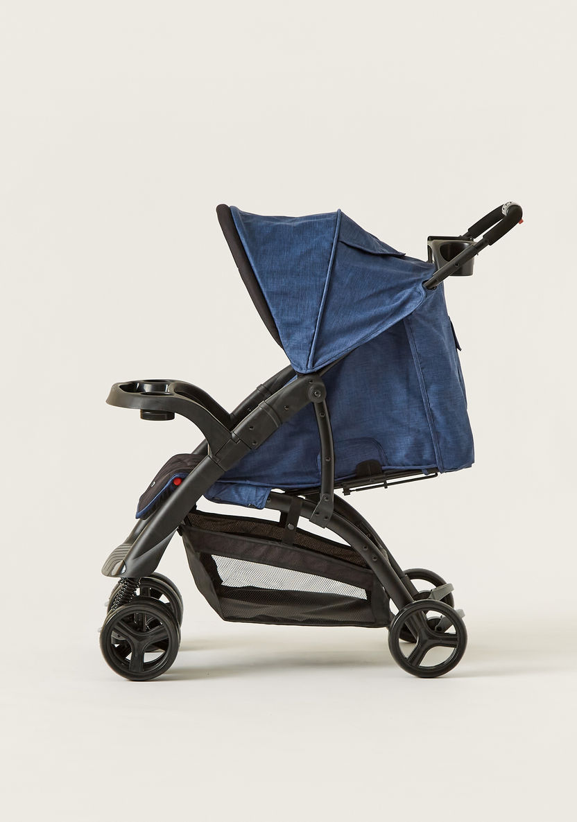 Juniors Bailey Deluxe Blue Baby Stroller with One-hand Fold Feature (Upto 3 years)-Strollers-image-1