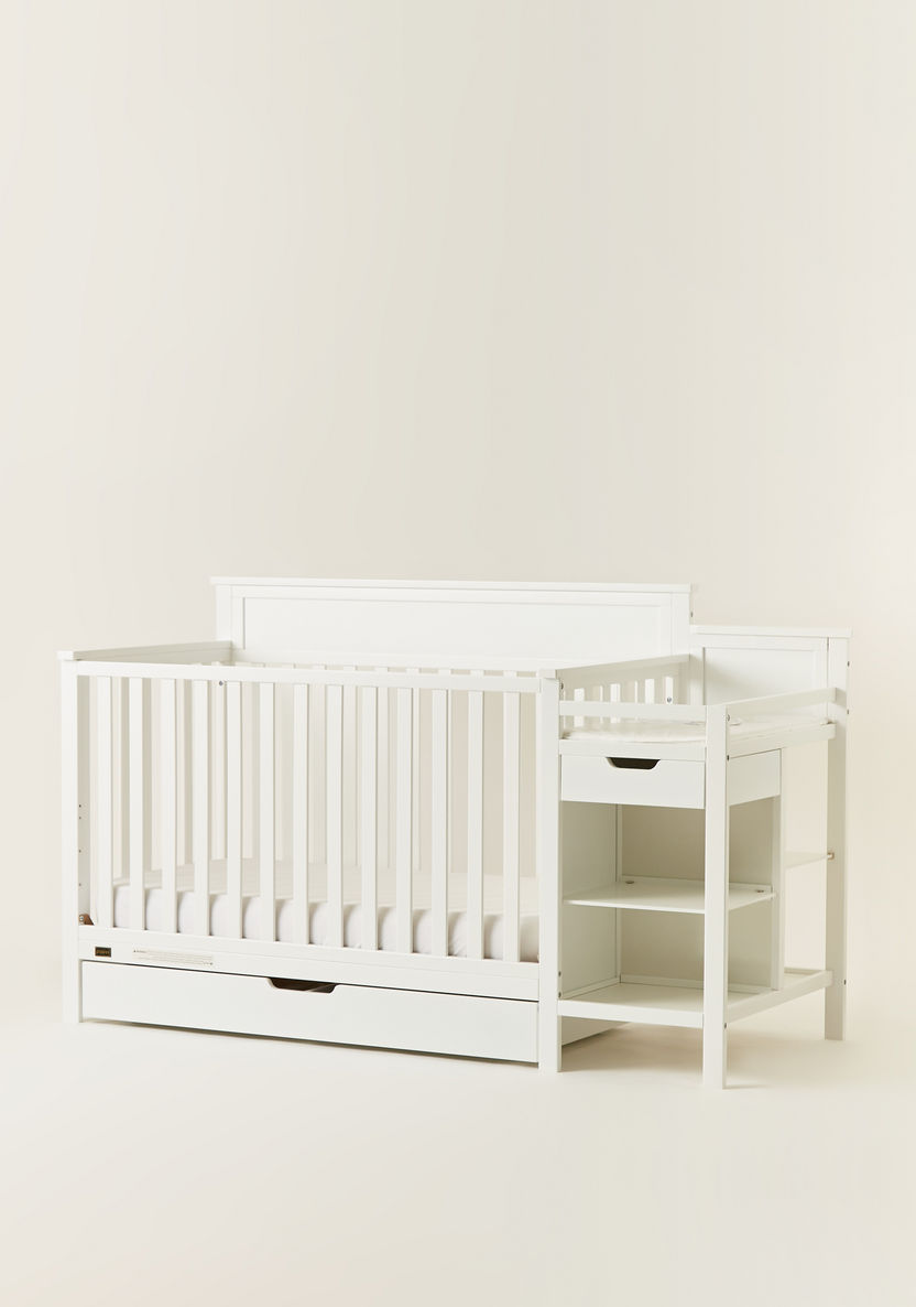Giggles Nero 3 in 1 Crib with Changing Table and Storage - White (Upto 5 years)-Baby Cribs-image-9
