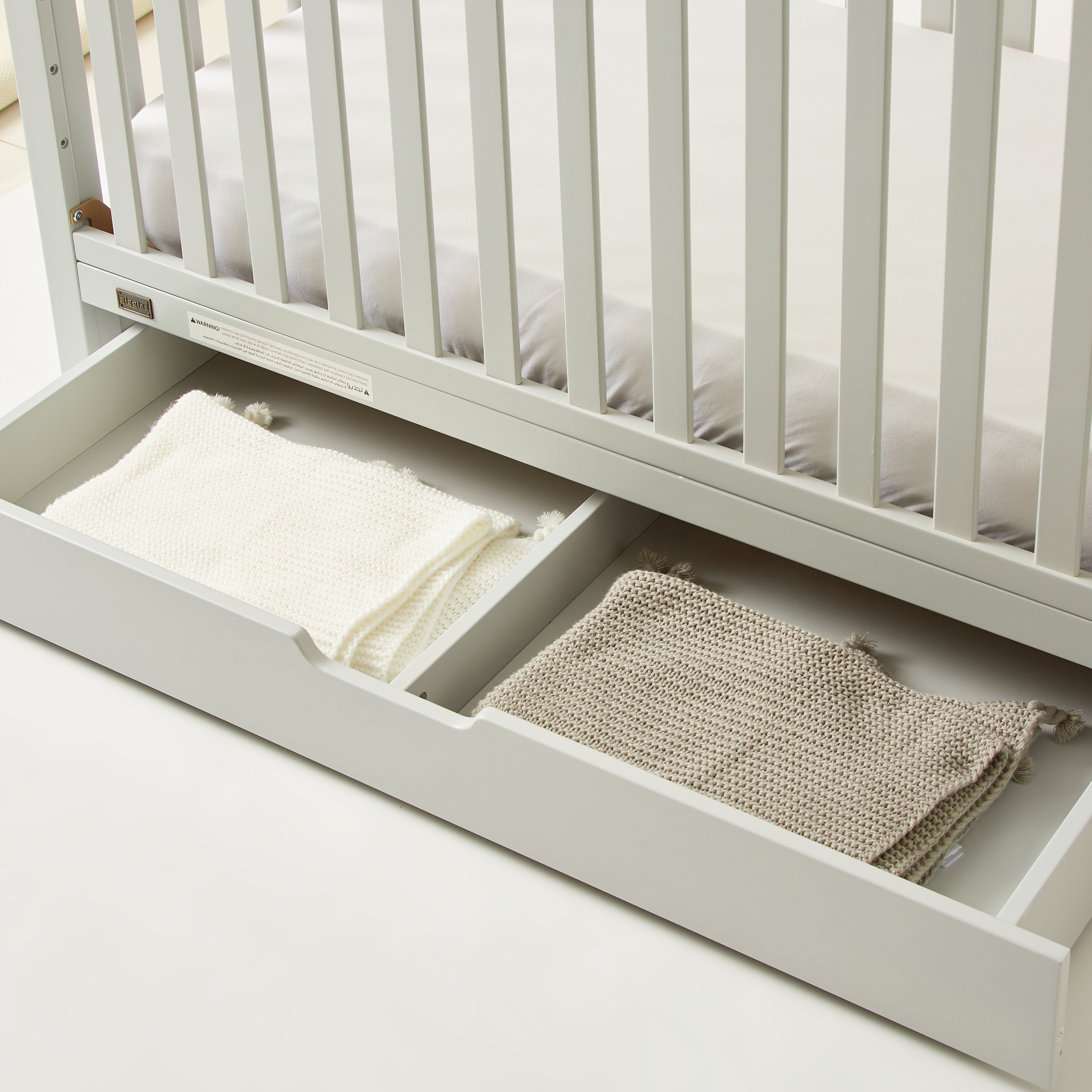 Grey crib outlet and changing table