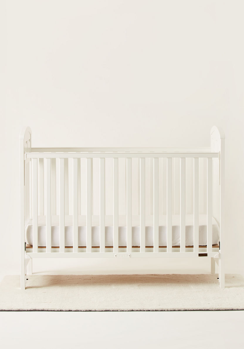 Juniors Spencer Wooden Crib with Three Adjustable Heights - White (Upto 3 years)-Baby Cribs-image-1