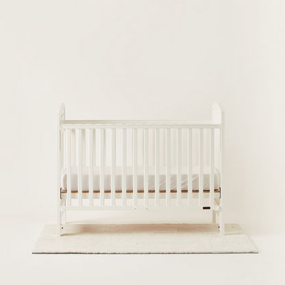 Juniors Spencer Wooden Crib with Three Adjustable Heights - White (Upto 3 years)