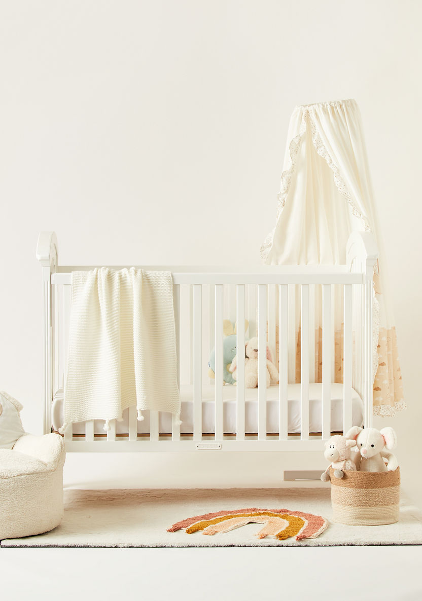 Juniors Azalea Wooden Crib with Three Adjustable Heights - White (Upto 3 years)-Baby Cribs-image-0