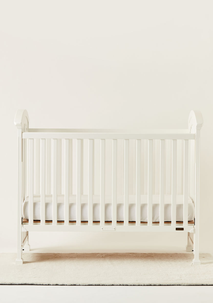 Juniors Azalea Wooden Crib with Three Adjustable Heights - White (Upto 3 years)-Baby Cribs-image-1