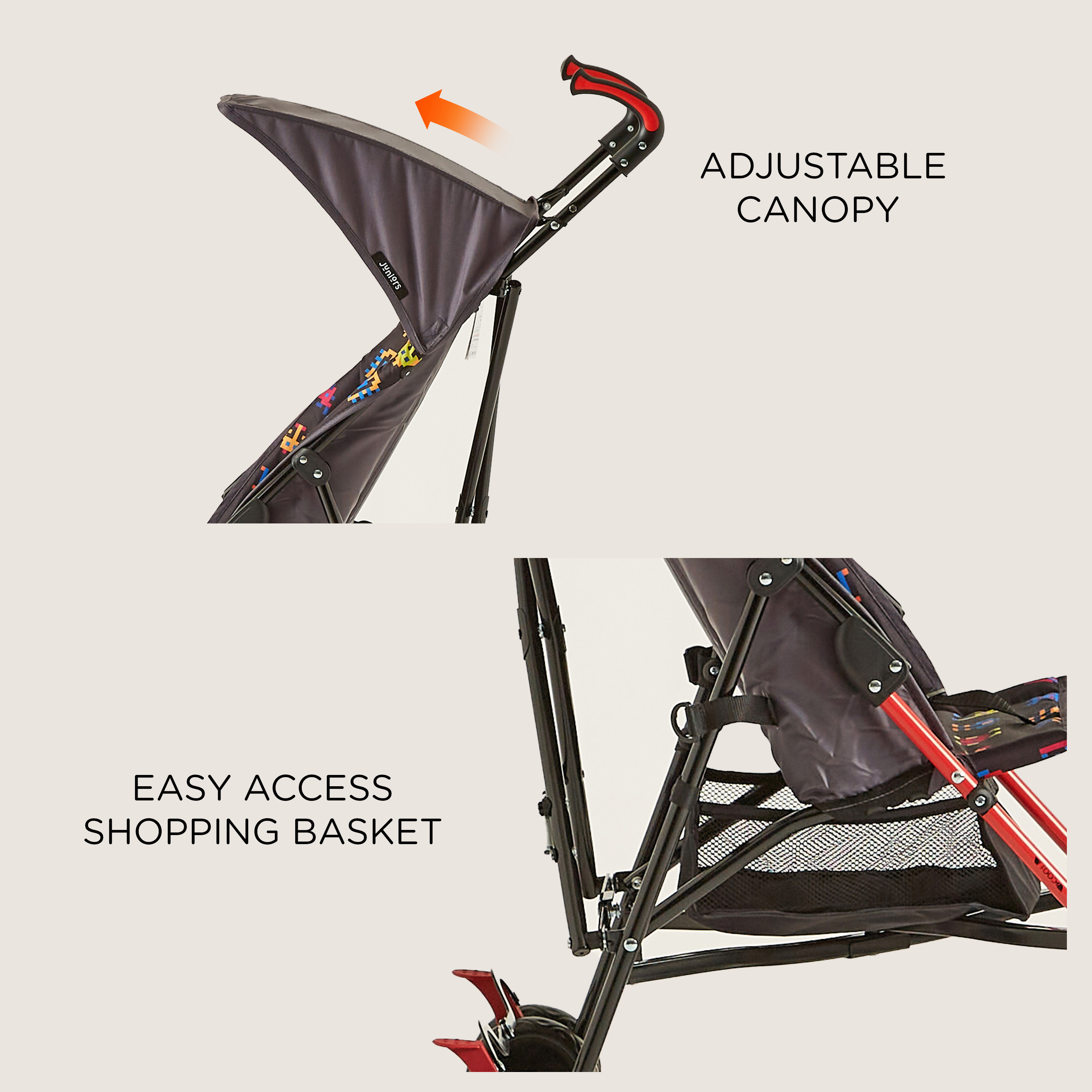 Juniors Scooty Charcoal Baby Buggy with Compact and Foldable Frame (Upto 3 years)-baby-gear-strollersandprams-buggies-image-4