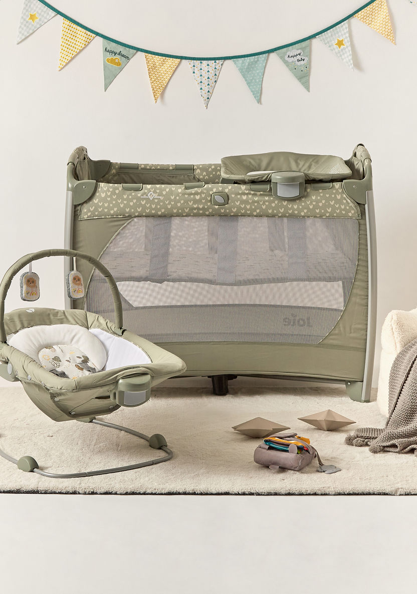 Joie Excursion Change and Bounce Beige 3-piece playard Travel Cot Set with Bassinet (Upto 3 years)-Travel Cots-image-0