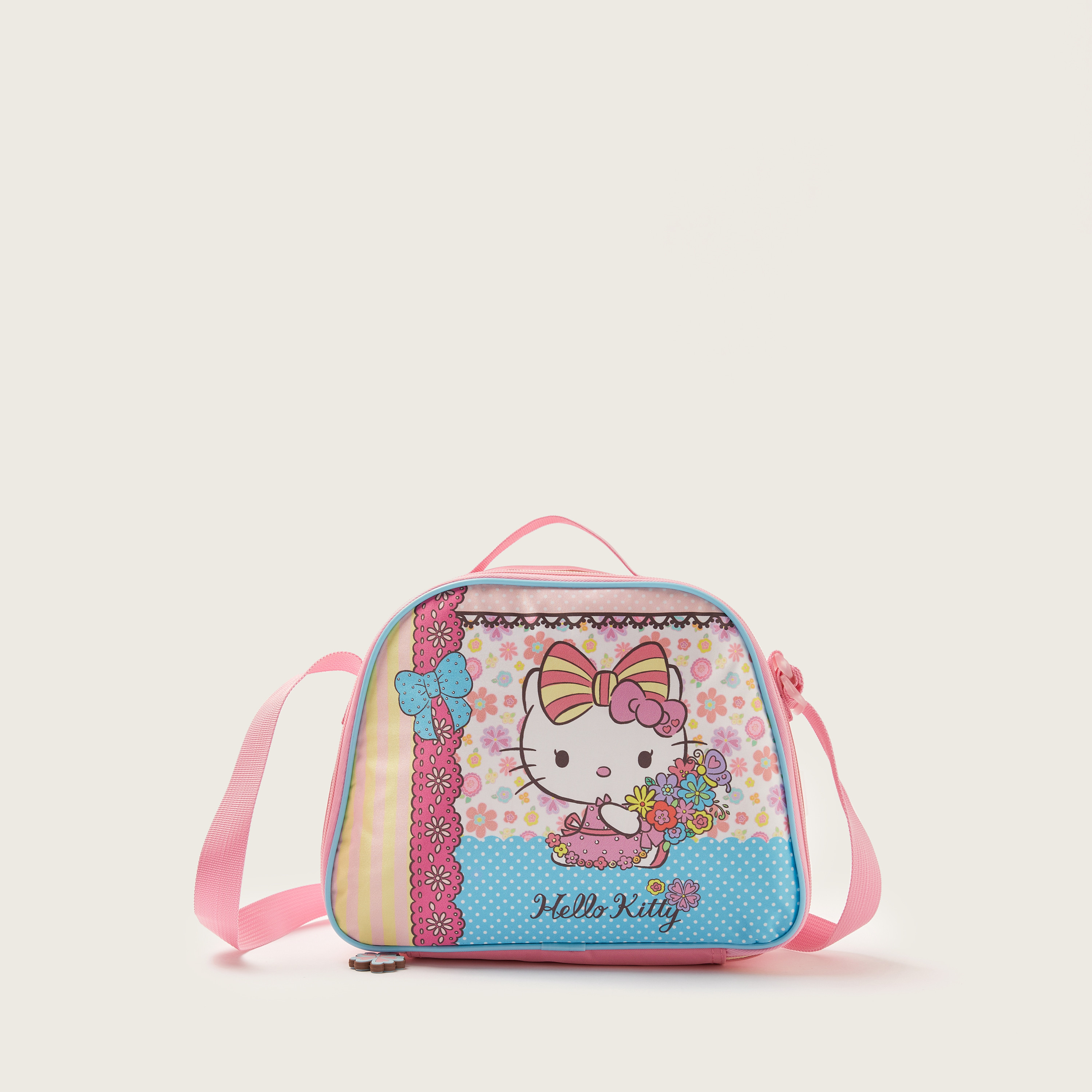 Sanrio Hello Kitty Print Lunch Bag with Adjustable Strap and Zip Closure-school-lunchessentials-lunchbags-image-1