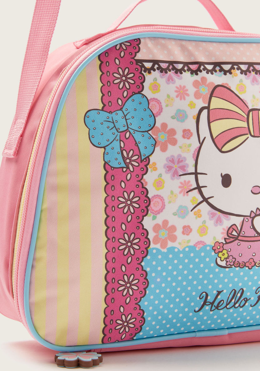 Sanrio Hello Kitty Print Lunch Bag with Adjustable Strap and Zip Closure-Lunch Bags-image-2