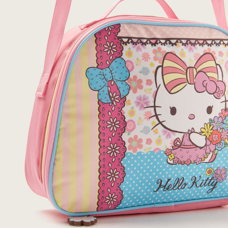 Sanrio Hello Kitty Print Lunch Bag with Adjustable Strap and Zip Closure