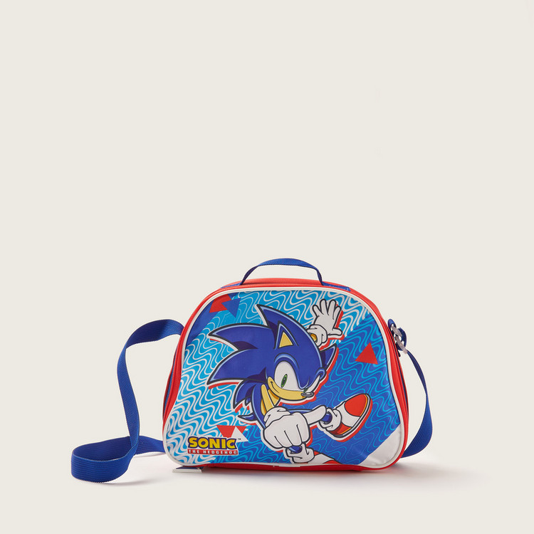 Sonic Printed Lunch Bag with Adjustable Strap and Zip Closure