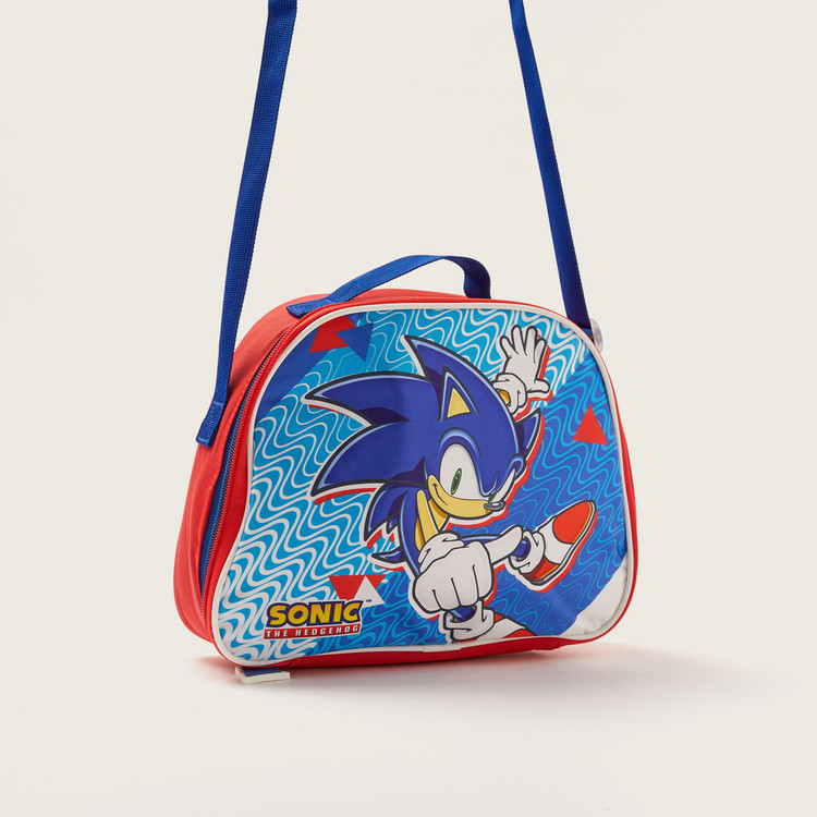 Sonic Printed Lunch Bag with Adjustable Strap and Zip Closure