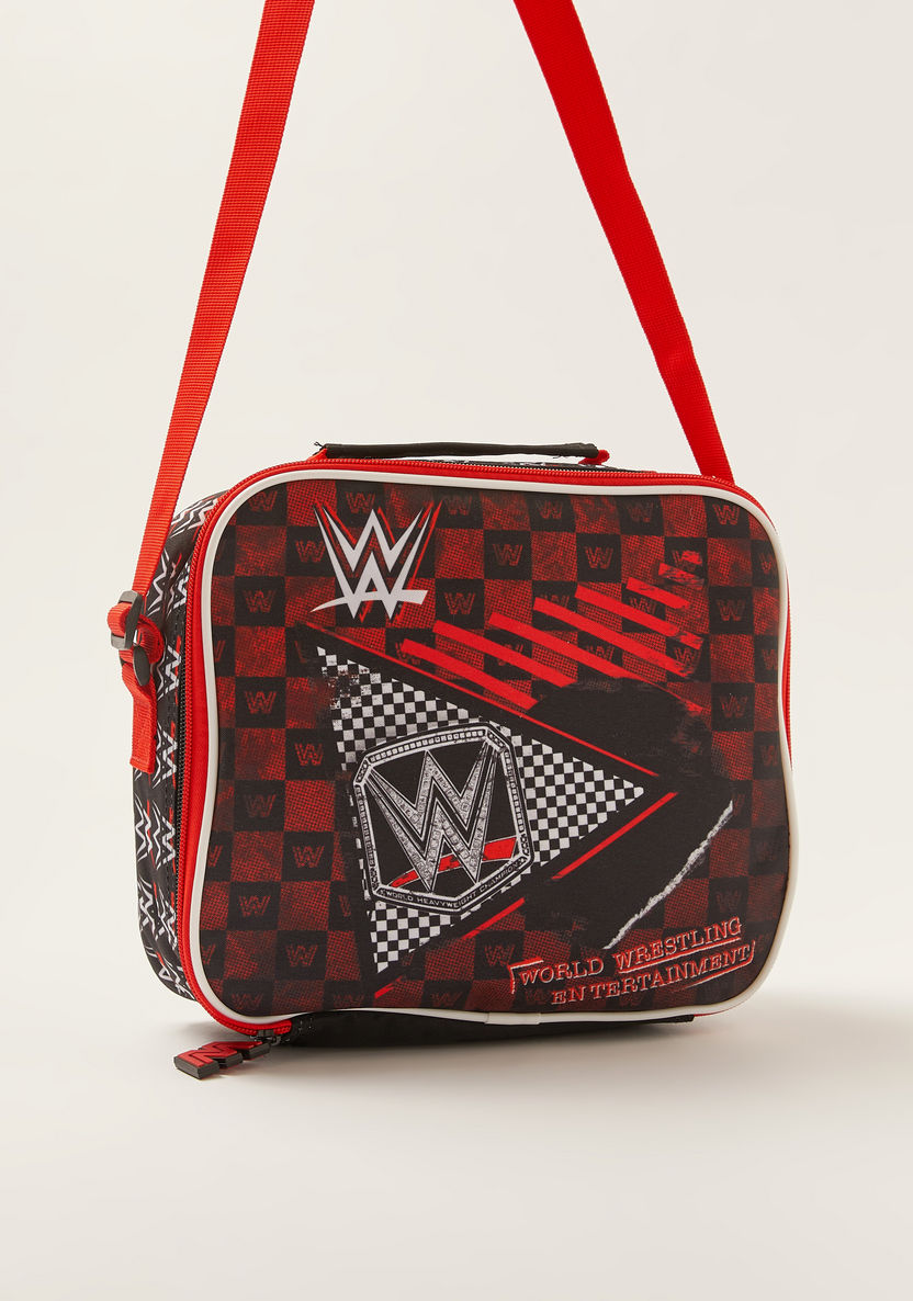 WWE Printed Lunch Bag with Adjustable Strap and Zip Closure-Lunch Bags-image-1