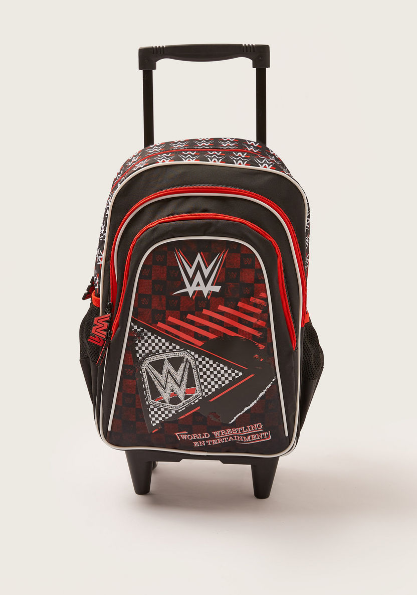WWE Printed Trolley Backpack with Wheels and Retractable Handle - 16 inches