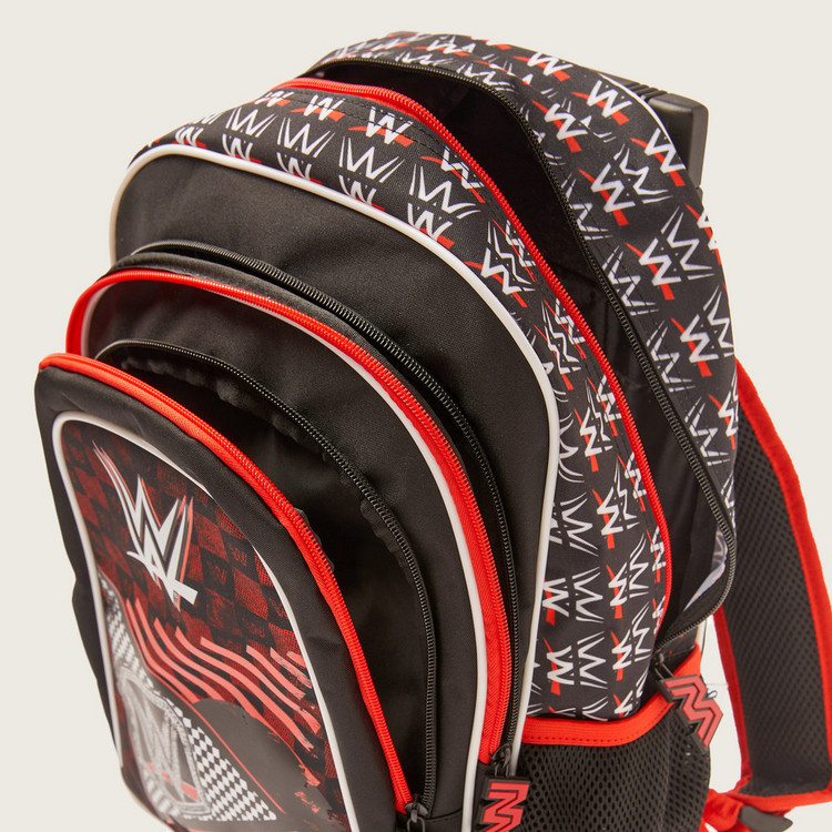 WWE Printed Trolley Backpack with Wheels and Retractable Handle - 16 inches
