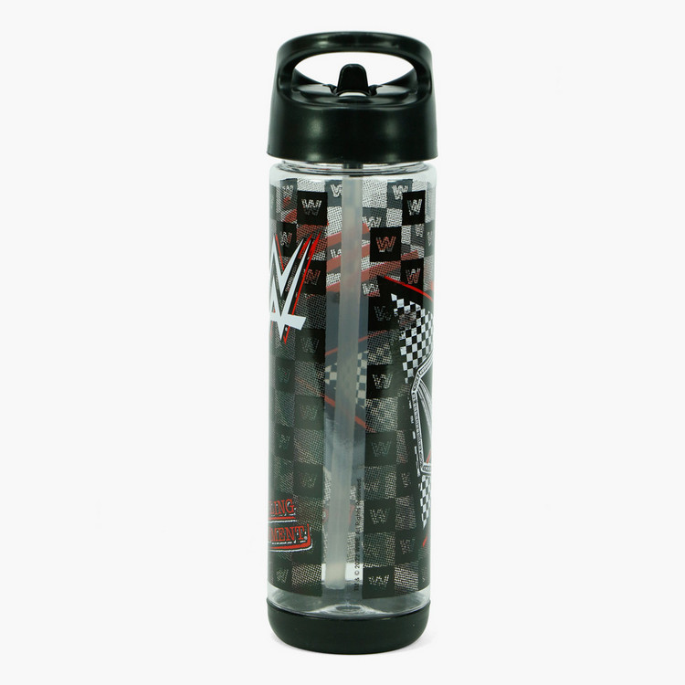 WWE Printed Water Bottle with Straw - 500 ml