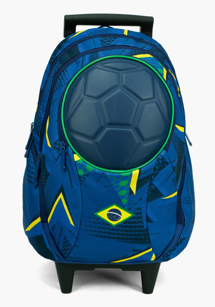 SunCe FIFA Brazil Print Trolley Backpack with Retractable Handle and Speakers - 18 inches-Trolleys-image-0
