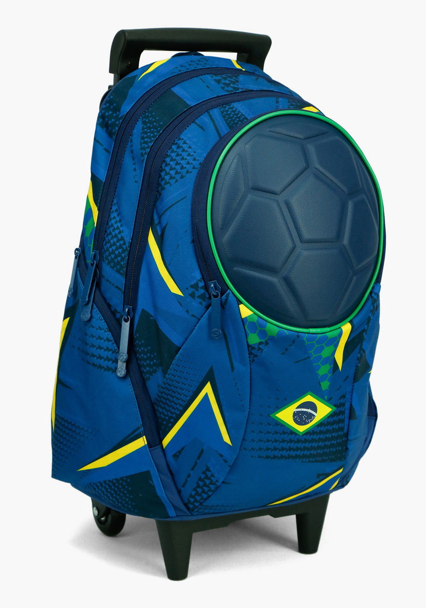 SunCe FIFA Brazil Print Trolley Backpack with Retractable Handle and Speakers - 18 inches-Trolleys-image-1