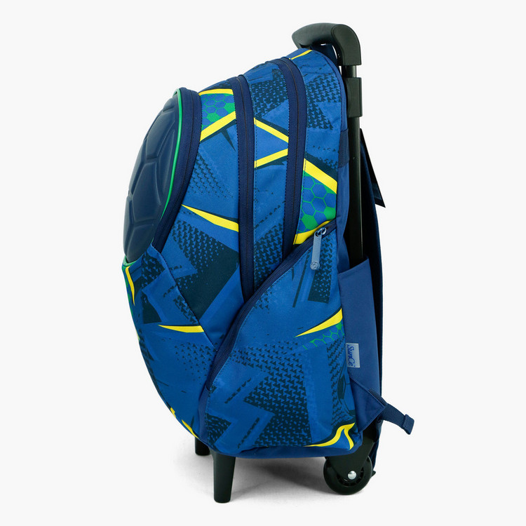 SunCe FIFA Brazil Print Trolley Backpack with Retractable Handle and Speakers - 18 inches