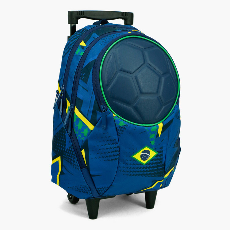 SunCe Football Theme Trolley Backpack with Zip Closure - 16 inches