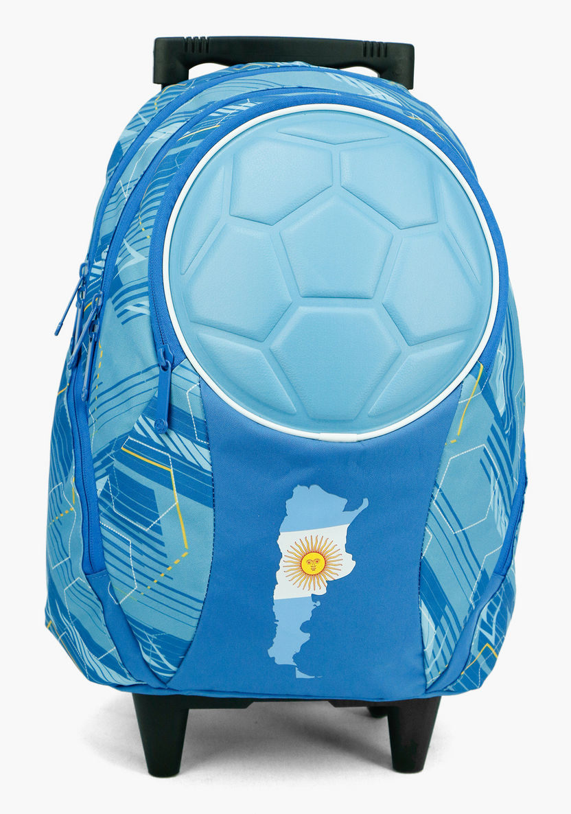 SunCe FIFA Argentina Print Trolley Backpack with Retractable Handle and Speakers - 18 inches-Trolleys-image-0