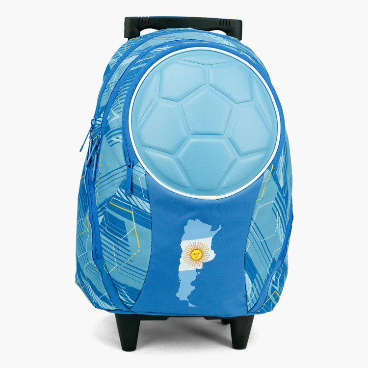 SunCe FIFA Argentina Print Trolley Backpack with Retractable Handle and Speakers - 18 inches