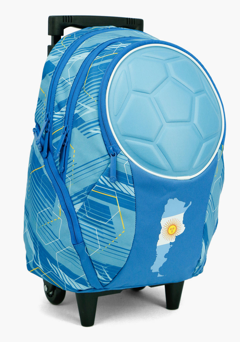 SunCe FIFA Argentina Print Trolley Backpack with Retractable Handle and Speakers - 18 inches-Trolleys-image-1