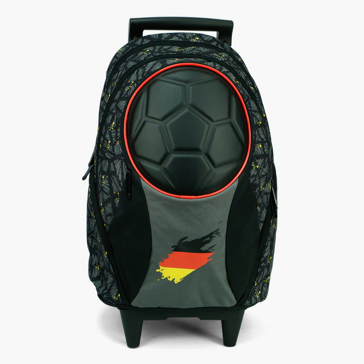SunCe FIFA Germany Print Trolley Backpack with Retractable Handle and Speakers - 18 inches