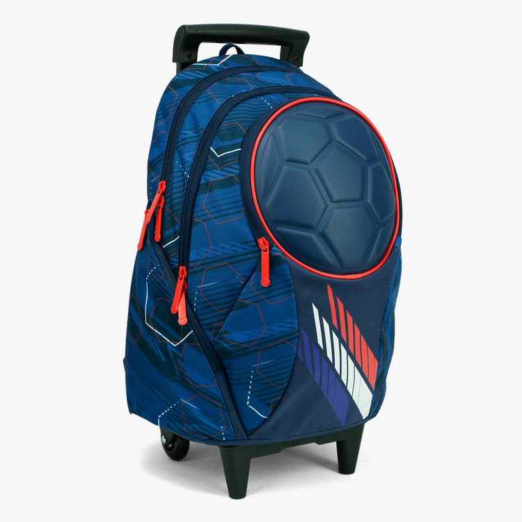 SunCe Printed Trolley Backpack with Laptop Pocket and Speaker - 18 inches