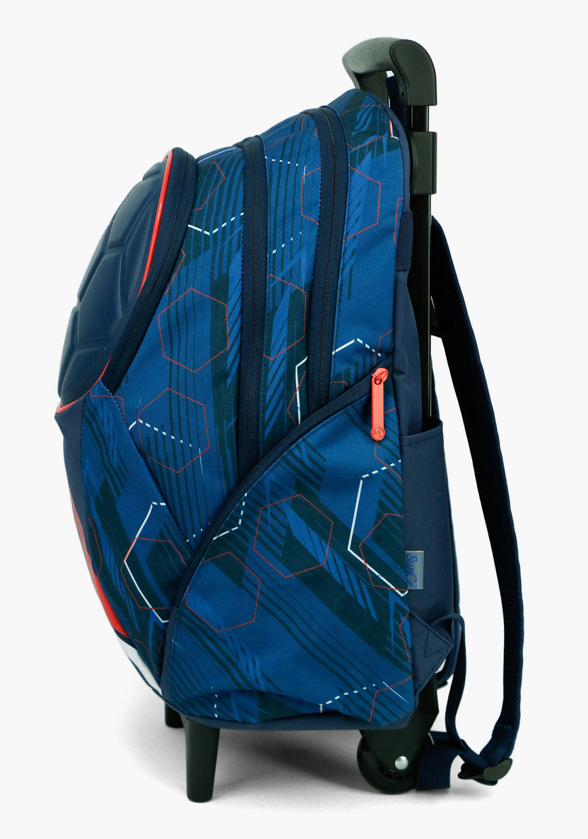 SunCe Printed Trolley Backpack with Laptop Pocket and Speaker - 18 inches-Trolleys-image-4