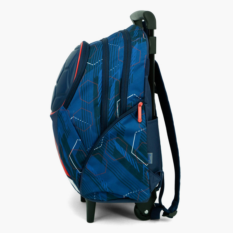 SunCe Printed Trolley Backpack with Laptop Pocket and Speaker - 18 inches