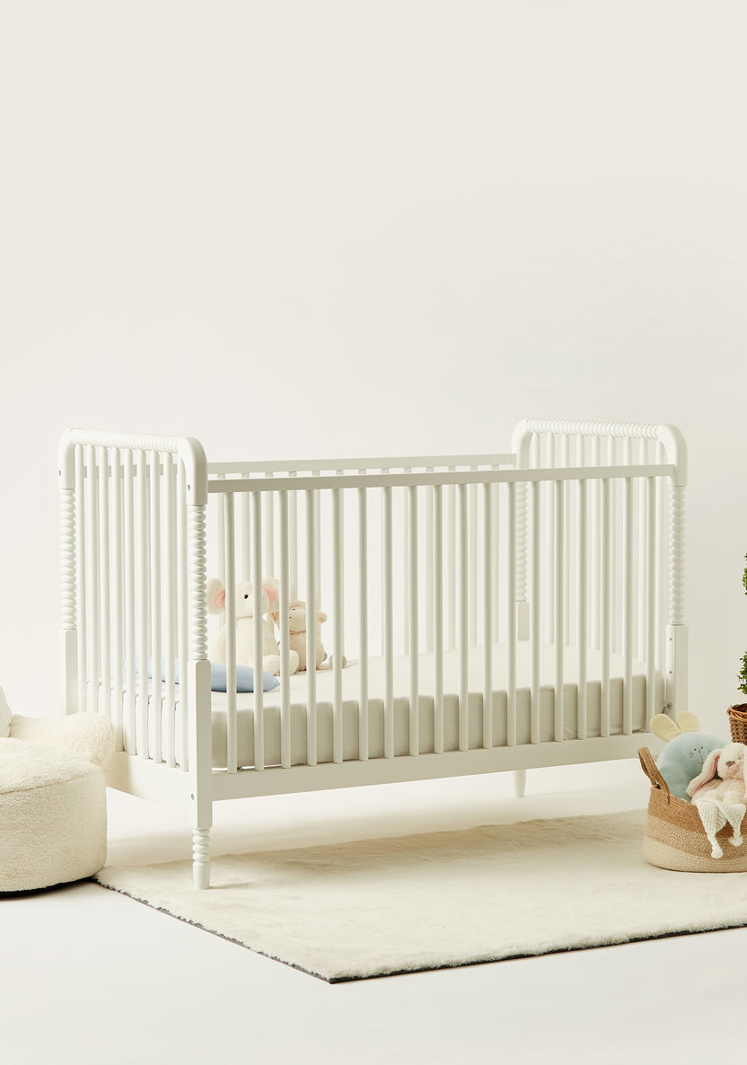 Juniors Grace Wooden Crib with Three Adjustable Heights - White (Upto 3 years)-Baby Cribs-image-0