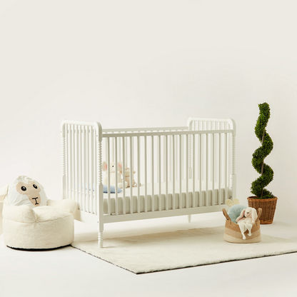 Juniors Grace Wooden Crib with Three Adjustable Heights - White (Upto 3 years)