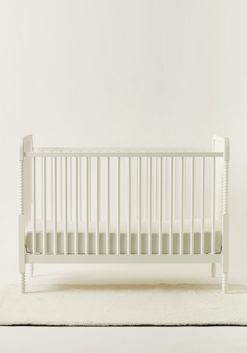 Juniors Grace Wooden Crib with Three Adjustable Heights - White (Upto 3 years)-Baby Cribs-image-1