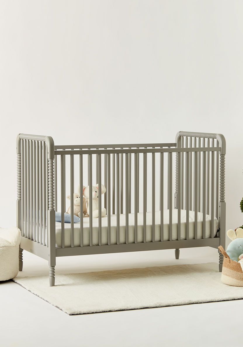 Juniors Grace Wooden Crib with Three Adjustable Heights - Grey (Upto 3 years)-Baby Cribs-image-0