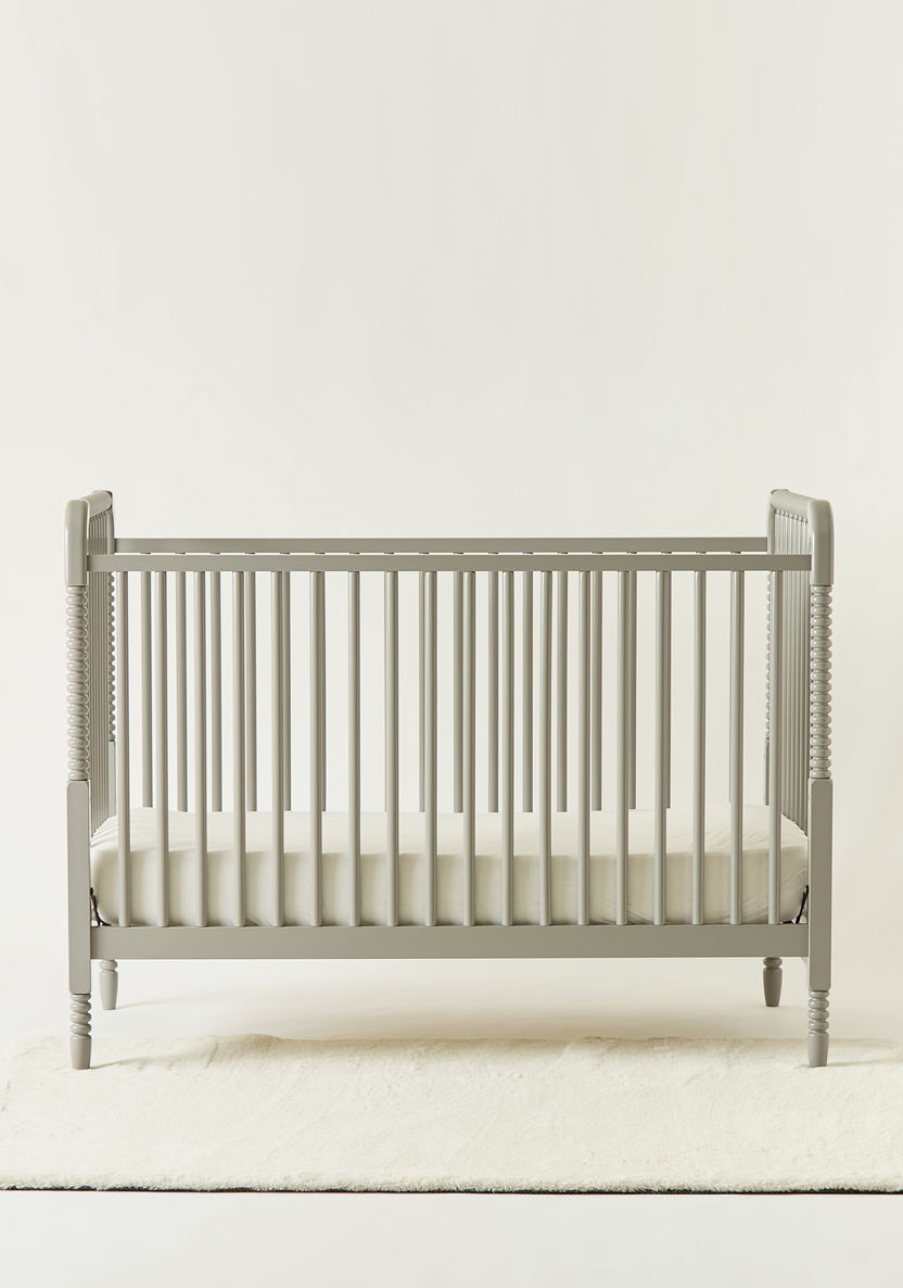 Juniors Grace Wooden Crib with Three Adjustable Heights - Grey (Upto 3 years)-Baby Cribs-image-1