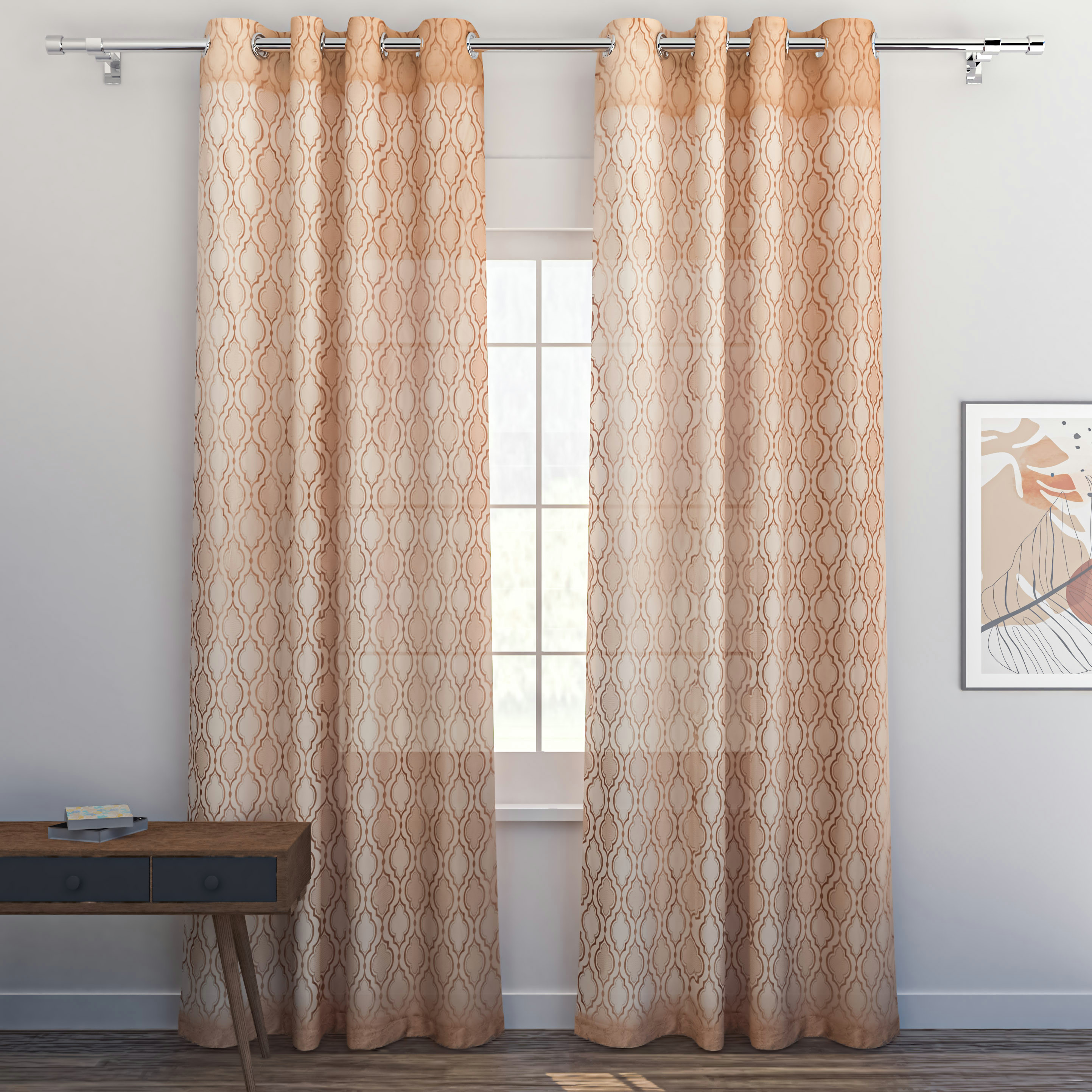 Printed 2-Piece Curtain Set with Eyelets - 260x140 cms-household-windows-curtains-image-1