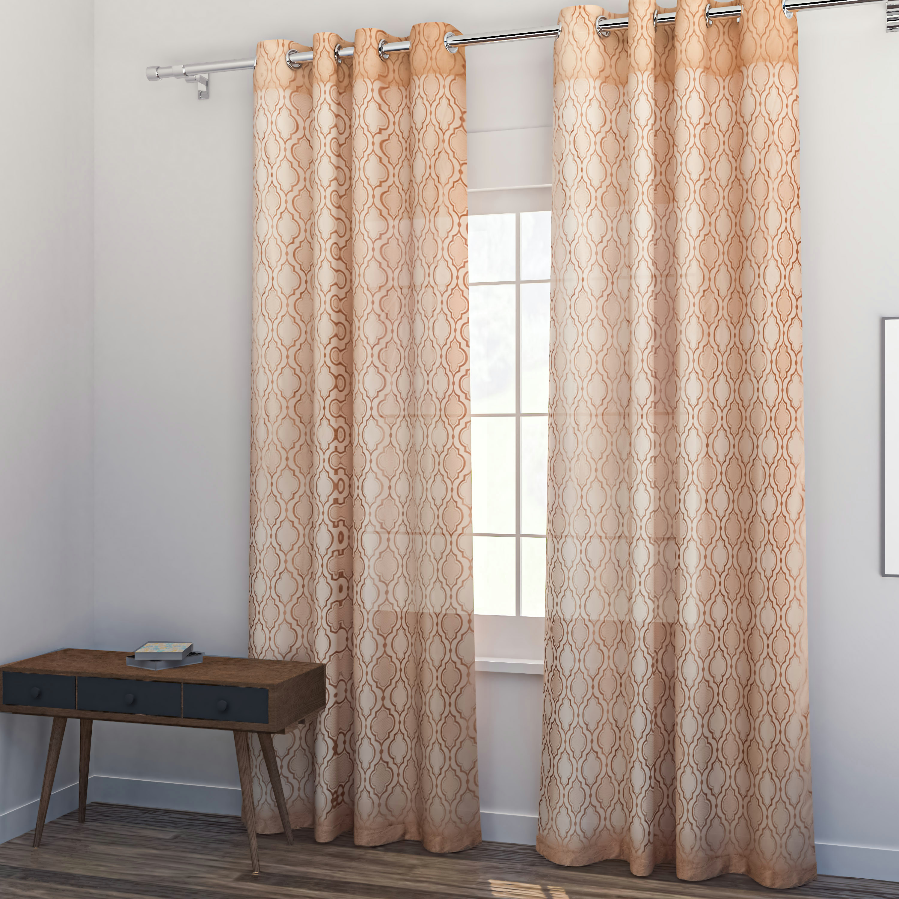 Printed 2-Piece Curtain Set with Eyelets - 260x140 cms-household-windows-curtains-image-2