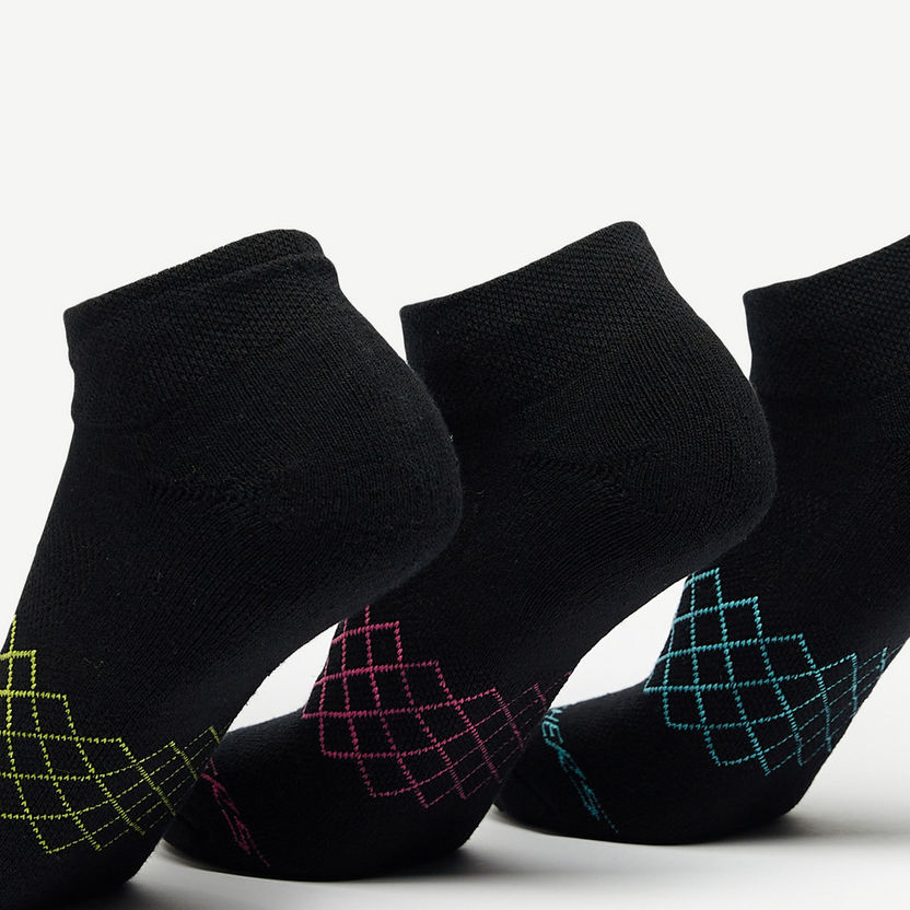 Skechers Printed Ankle Length Sports Socks - Set of 3-Women%27s Socks-image-1