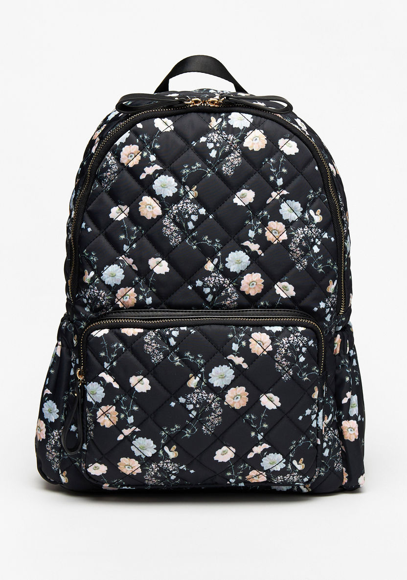Missy Floral Print Zipper Backpack with Adjustable Shoulder Straps-Women%27s Backpacks-image-0