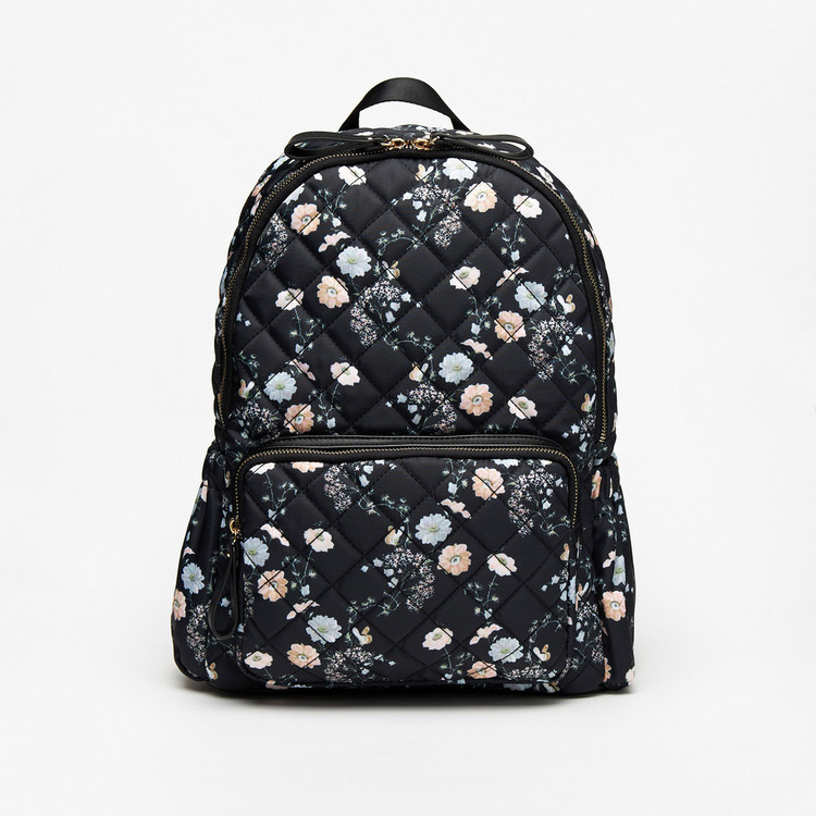 Missy Floral Print Zipper Backpack with Adjustable Shoulder Straps