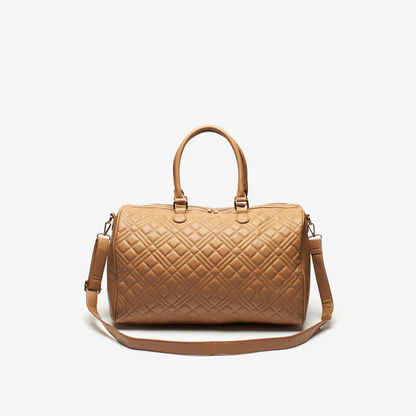 Celeste Quilted Duffel Bag with Detachable Strap and Zip Closure-Duffle Bags-image-1